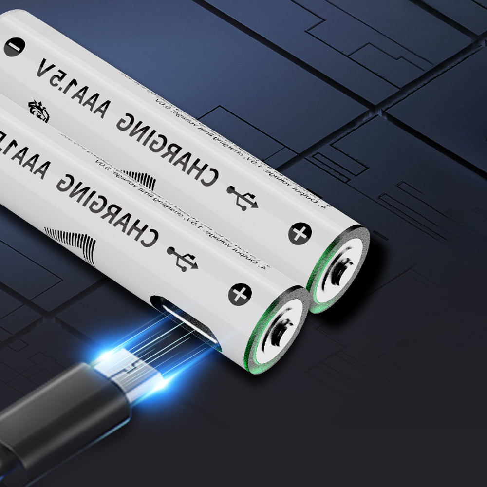 Lenyes AAA107 Type-C Şarj Portlu Şarj Edilebilir AAA Lityum-ion Pil 600mWh 1.5V 2 Adet Beyaz