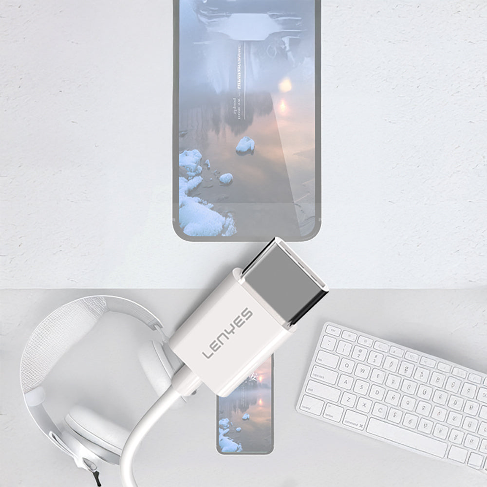 Lenyes AX91 Type-C to 3.5mm Hi-Fi Aux Çevirici Ses Adaptörü Beyaz