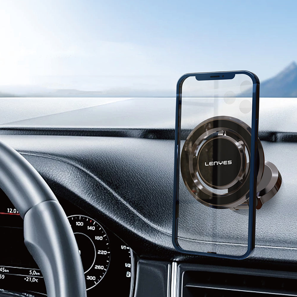 Lenyes CR160 Magnetik MagSafe 360° Oynar Başlıklı Araç İçi Telefon Tutucu Siyah