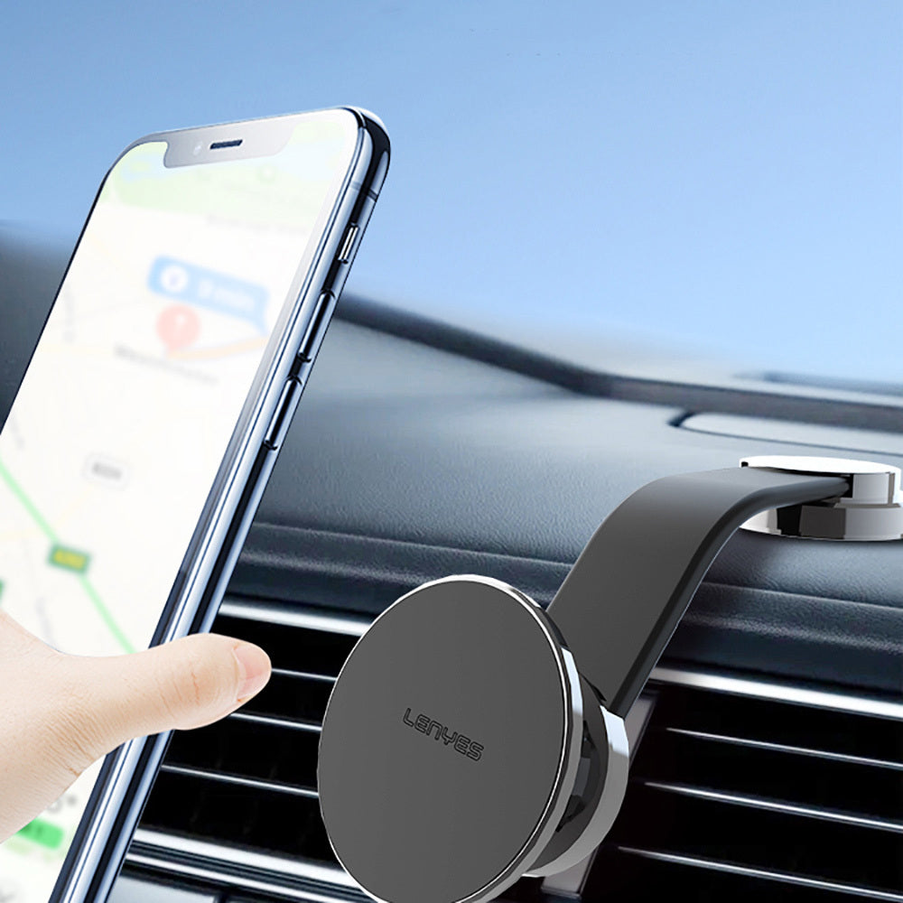 Lenyes CR171 Magnetik Magsafe Uyumlu Bükülebilen Eğimi ve Düz Zemin Araç Telefon Tutucu Siyah
