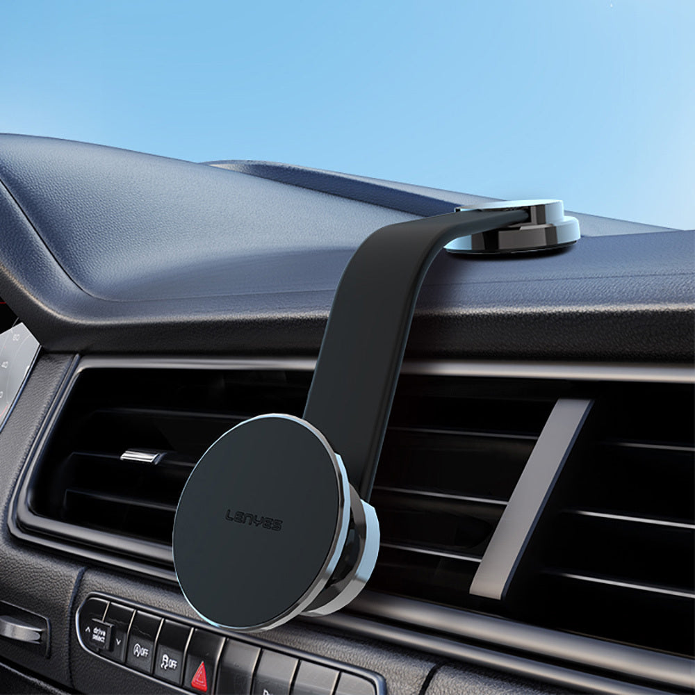 Lenyes CR171 Magnetik Magsafe Uyumlu Bükülebilen Eğimi ve Düz Zemin Araç Telefon Tutucu Siyah