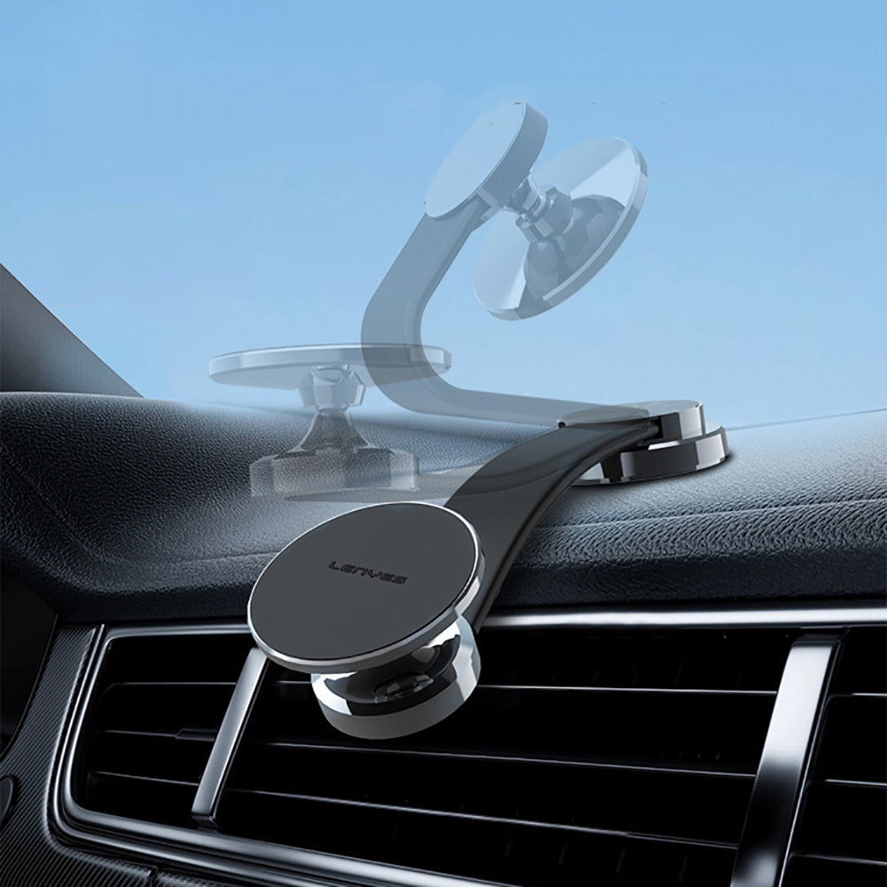 Lenyes CR171 Magnetik Magsafe Uyumlu Bükülebilen Eğimi ve Düz Zemin Araç Telefon Tutucu Siyah