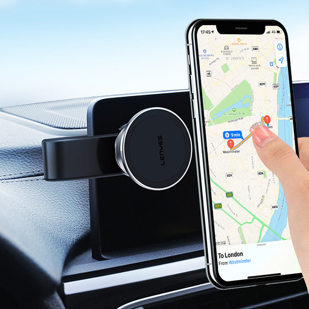 Lenyes CR171 Magnetik Magsafe Uyumlu Bükülebilen Eğimi ve Düz Zemin Araç Telefon Tutucu Siyah