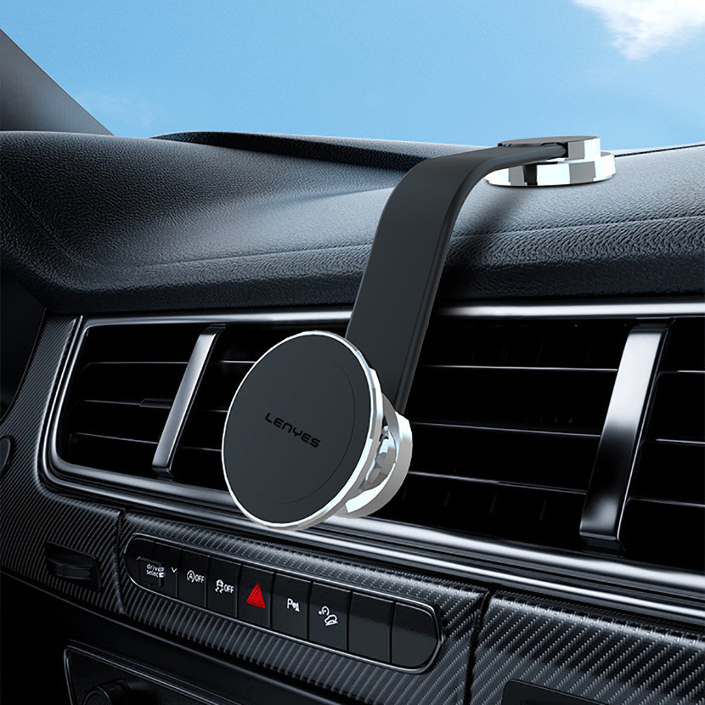 Lenyes CR171 Magnetik Magsafe Uyumlu Bükülebilen Eğimi ve Düz Zemin Araç Telefon Tutucu Siyah