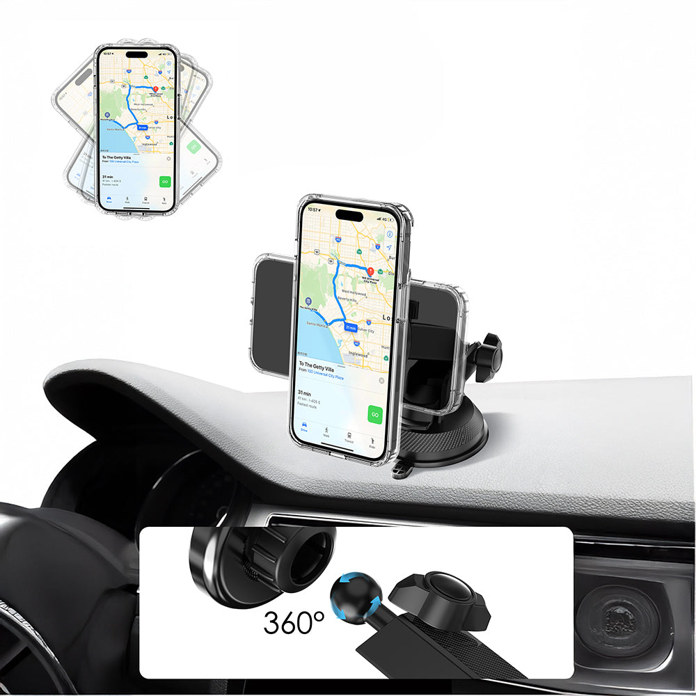 Lenyes CR184 360 Derece Dönebilen Teleskopik Vantuzlu Araç Telefon Tutucu Siyah