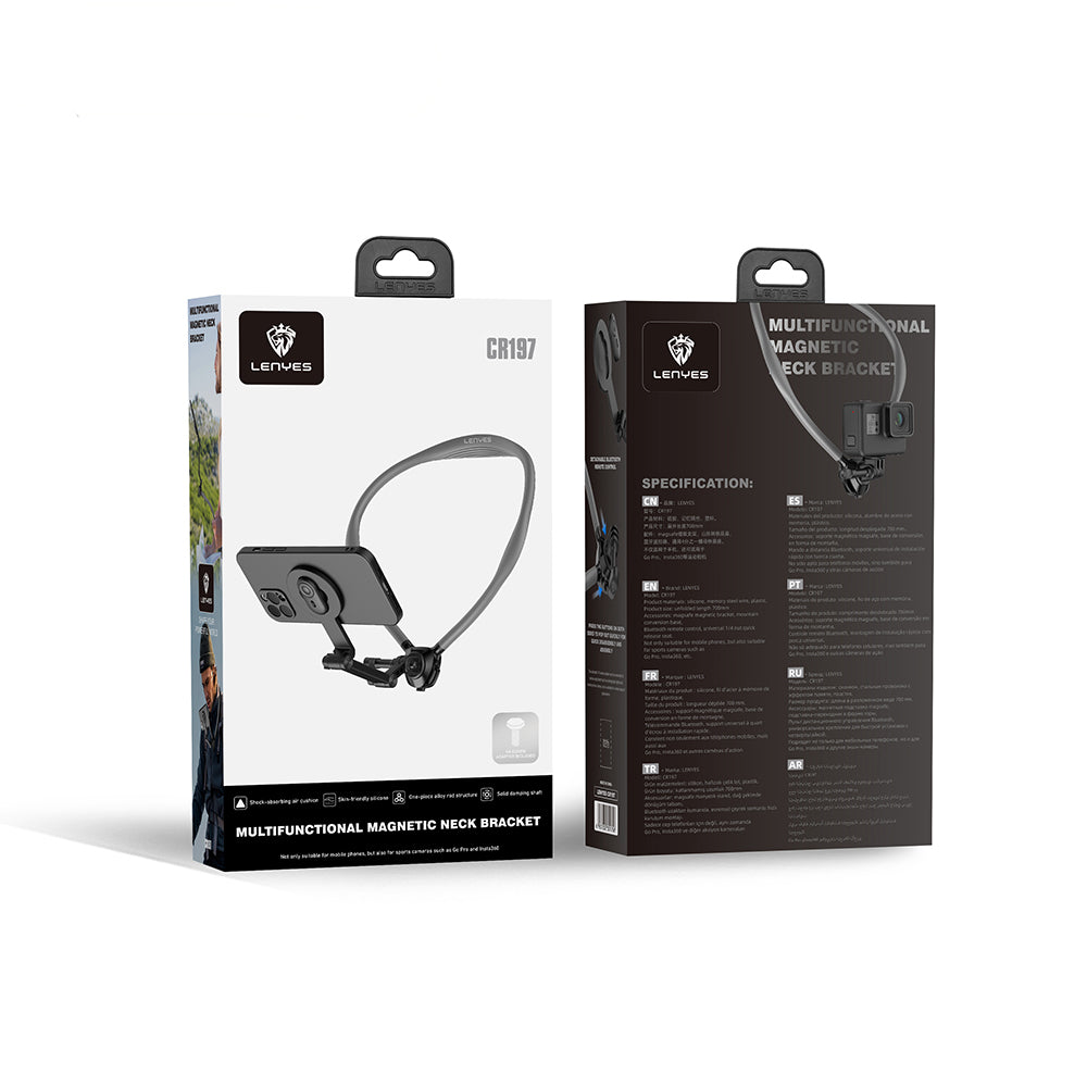 Lenyes CR197 Eller Serbest Magnetik Boyun Askılı Telefon Tutucu Siyah
