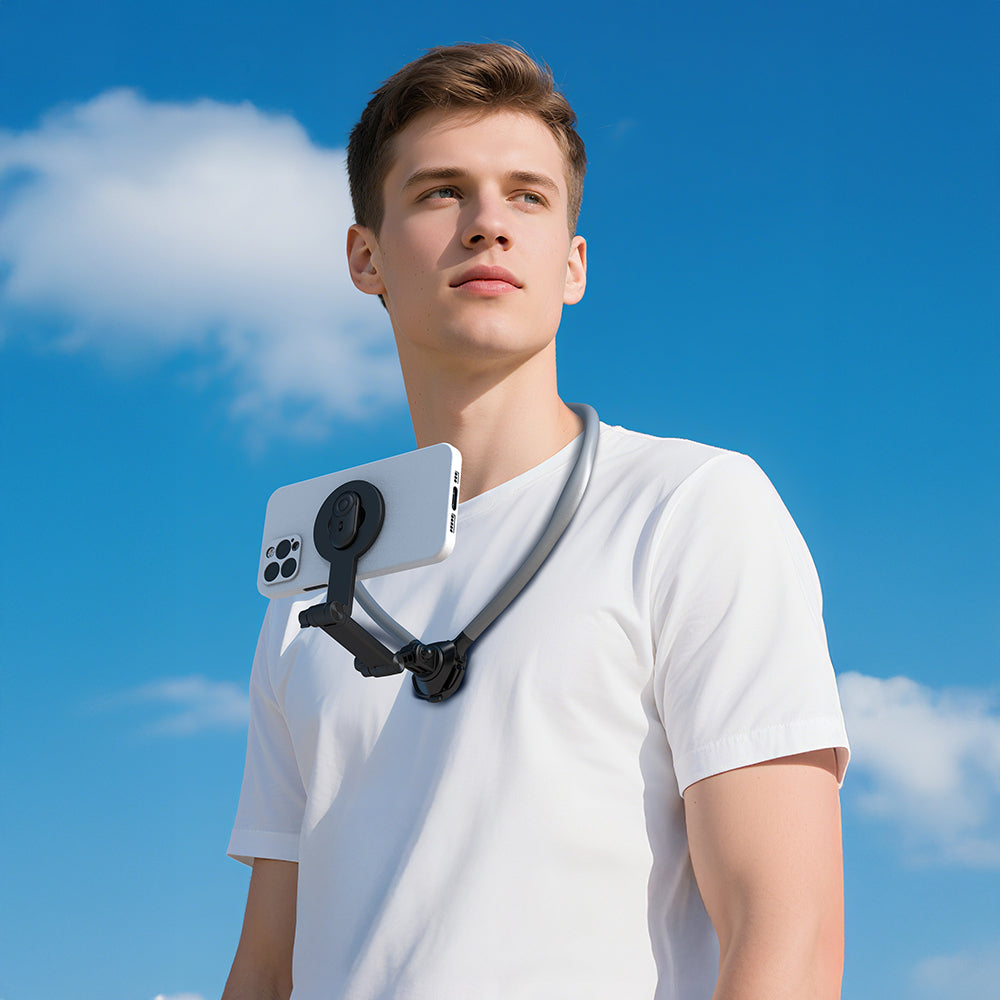 Lenyes CR197 Eller Serbest Magnetik Boyun Askılı Telefon Tutucu Siyah