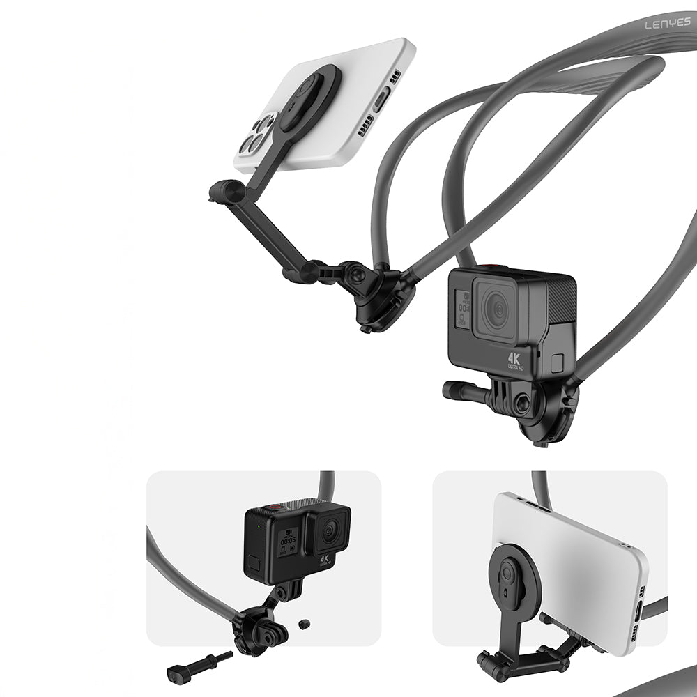 Lenyes CR197 Eller Serbest Magnetik Boyun Askılı Telefon Tutucu Siyah