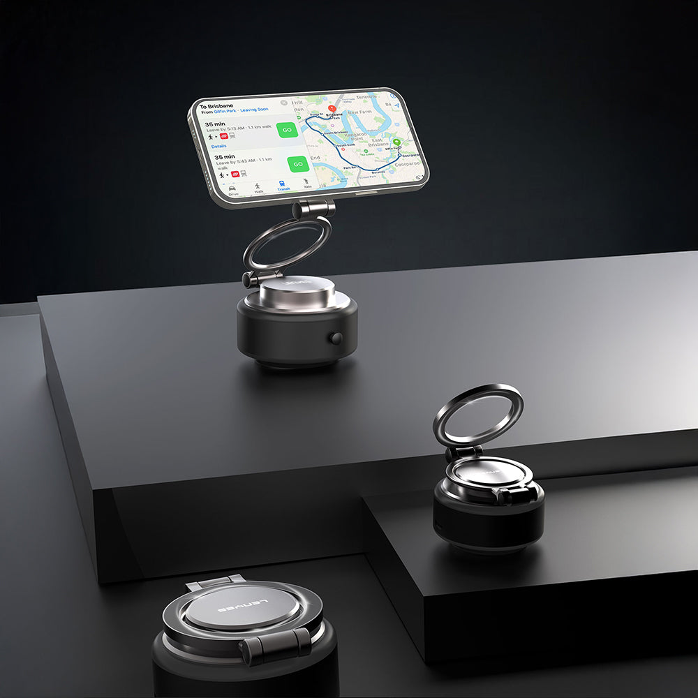 Lenyes CR198 360 Derece Dönebilen 100mAh Type-C Portlu Elektrikli Vakum Özellikli Katlanabilir Telefon Tutucu Siyah