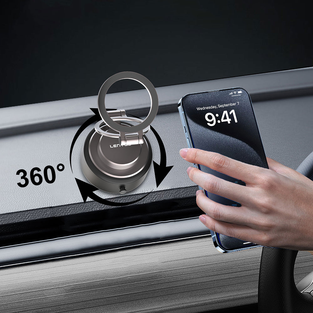 Lenyes CR198 360 Derece Dönebilen 100mAh Type-C Portlu Elektrikli Vakum Özellikli Katlanabilir Telefon Tutucu Siyah