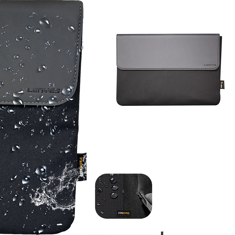 Lenyes LB503 Darbe Emici Su Geçirmez PU Cordura Kumaş 13-14 inç Laptop Çantası Siyah