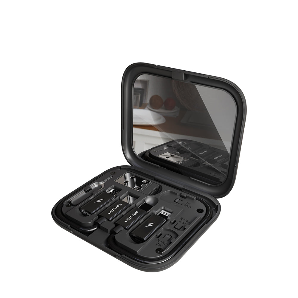 Lenyes LB602 6in1 Type-C to Type-C Kablolu 60W Çevirici Adaptör Seti Standlı Saklama Kutusu Siyah