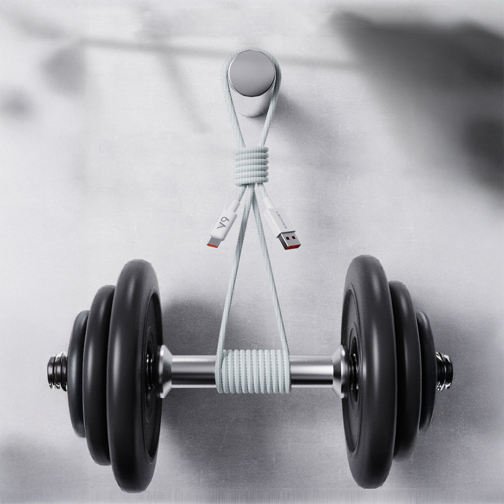 Lenyes LC518 USB-A to Type-C 6A Örgü Tasarımlı Hızlı Şarj Özellikli Data ve Şarj Kablosu 66W 1M Gri