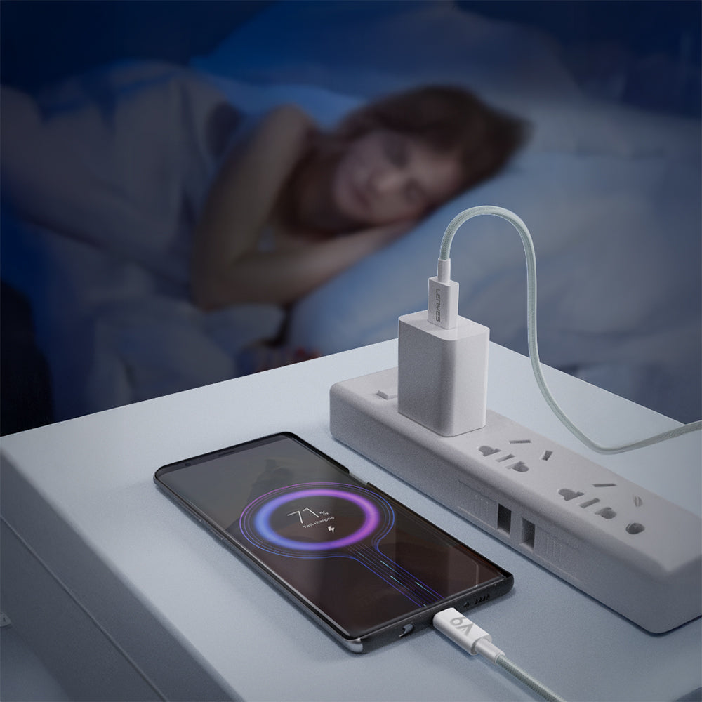 Lenyes LC518 USB-A to Type-C 6A Örgü Tasarımlı Hızlı Şarj Özellikli Data ve Şarj Kablosu 66W 1M Gri