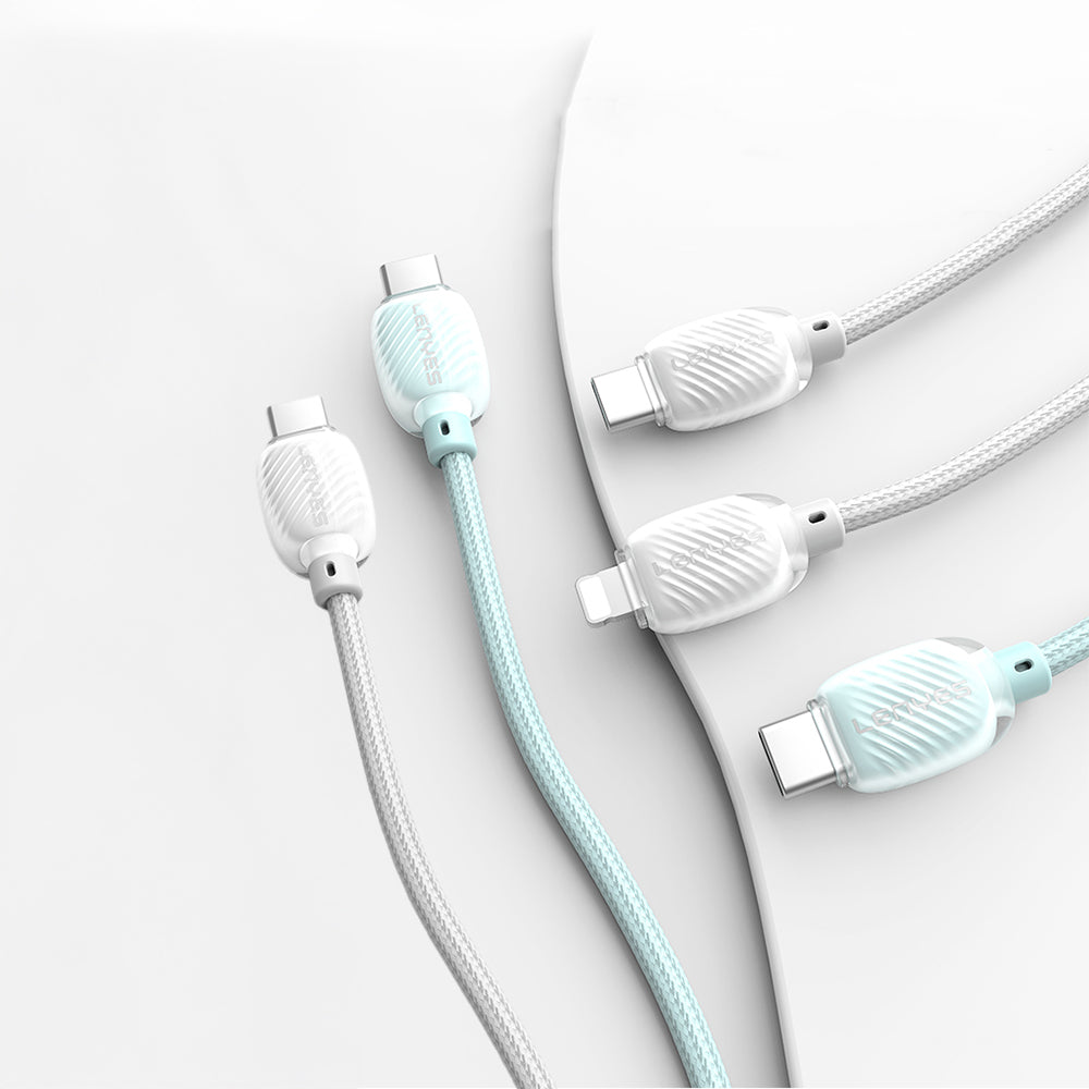 Lenyes LC536 Type-C to Type-C PD Örgü Tasarımlı Hızlı Şarj Özellikli Data ve Şarj Kablosu 60W 1M Yeşil