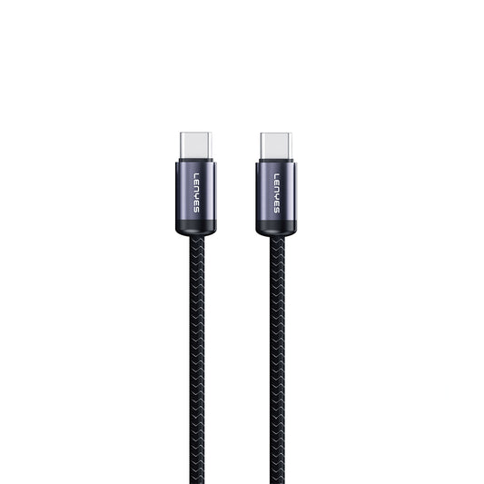 Lenyes LC537 Type-C to Type-C Hızlı Şarj Özellikli Örgülü Data ve Şarj Kablosu 60W 1M Siyah