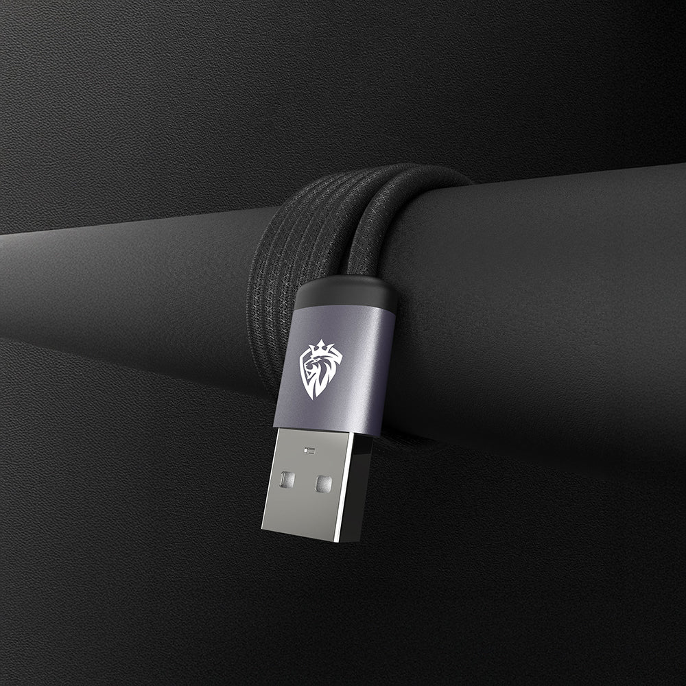 Lenyes LC537 USB-A to Type-C Örgü Tasarımlı Hızlı Şarj Özellikli Data ve Şarj Kablosu 10W 1M Siyah