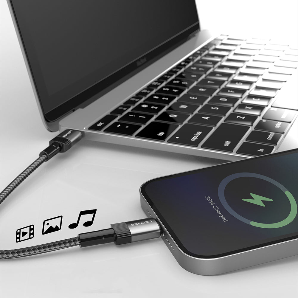 Lenyes LC546 Type-C to Type-C Örgü Tasarımlı Hızlı Şarj Özellikli Data ve Şarj Kablosu 60W 1M Siyah
