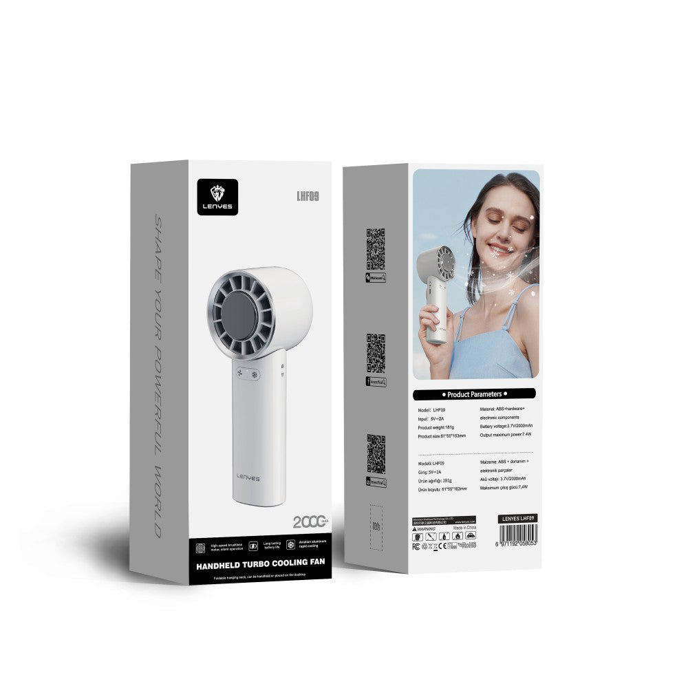 Lenyes LHF09 Katlanabilir Portatif Soğutucu El Fanı Beyaz