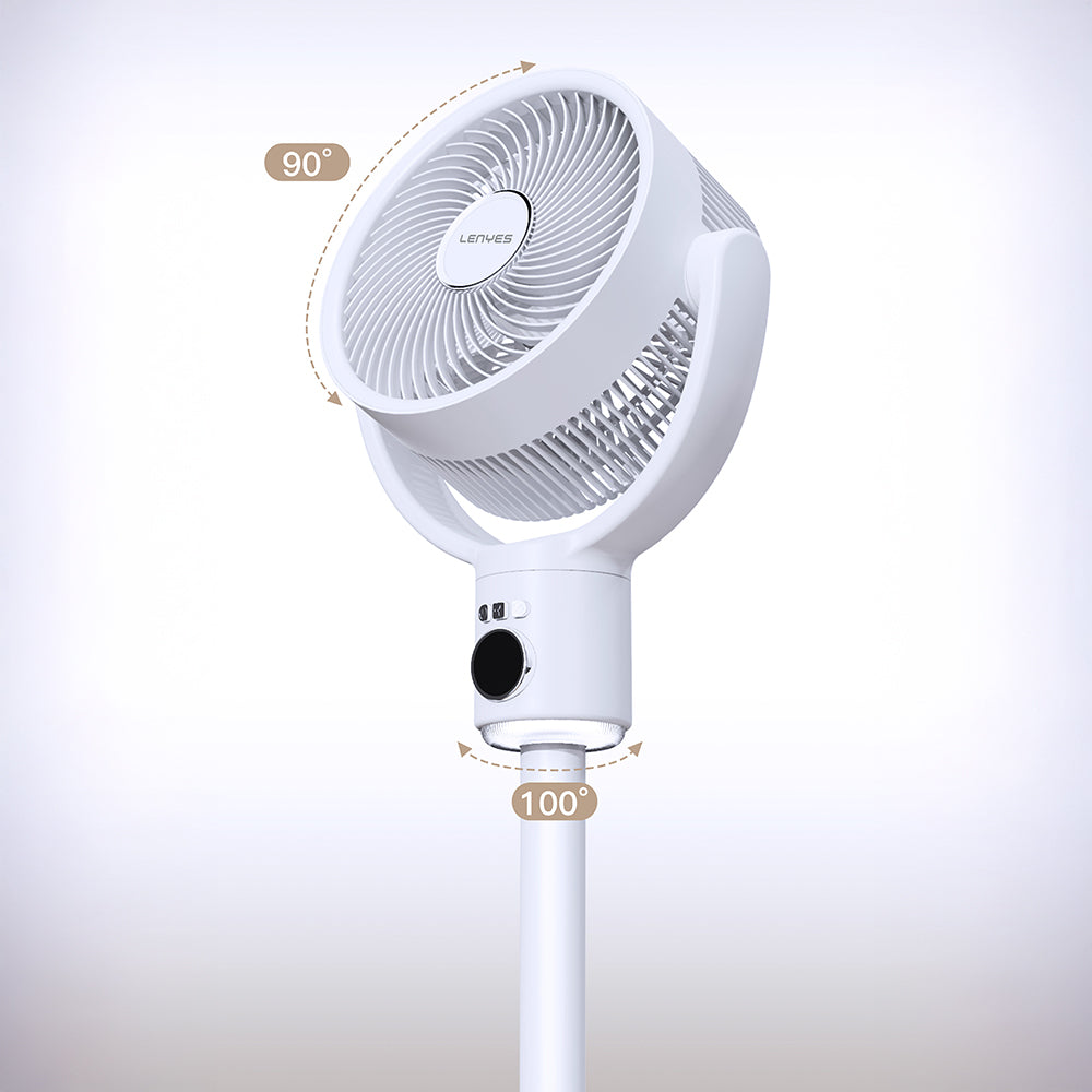 Lenyes LHF10 Dijital LED Göstergeli 5 Kademeli Uzaktan Kumandalı Uzayabilen Gövdeli 10 inç Fan Beyaz