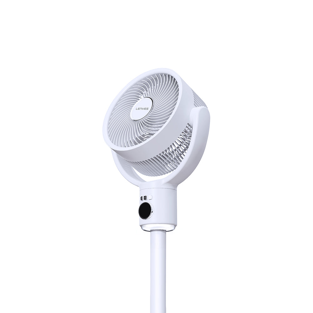 Lenyes LHF10 Dijital LED Göstergeli 5 Kademeli Uzaktan Kumandalı Uzayabilen Gövdeli 10 inç Fan Beyaz