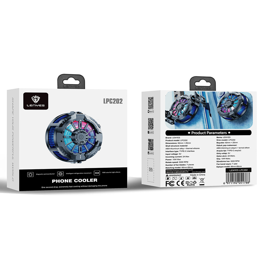 Lenyes LPC202 3 Kademeli TEC Soğutma Sistemli Telefon Soğutucu Fan Siyah