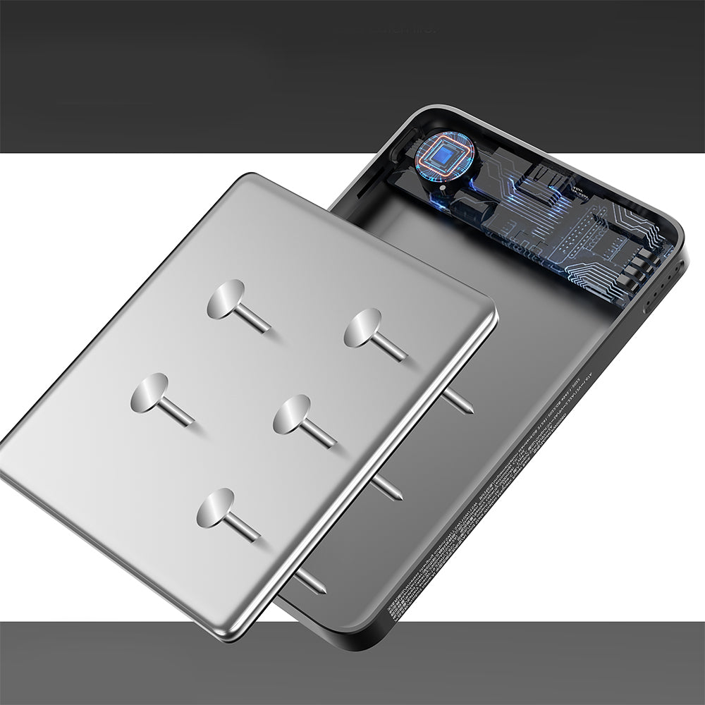 Lenyes PW0008D PD 20W LED Ekranlı Yapay Zeka Destekli Ultra İnce Wireless Powerbank 15W 5000mAh Siyah