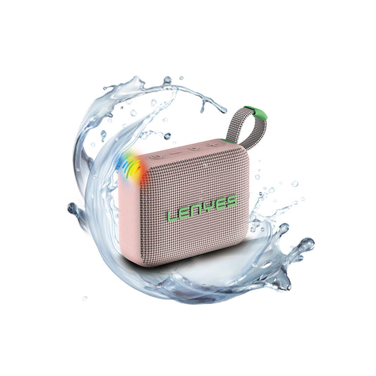 Lenyes S216 Su Geçirmez Özellikli RGB Işıklı Askılı Mini Bluetooth Speaker Hoparlör v5.3 Pembe