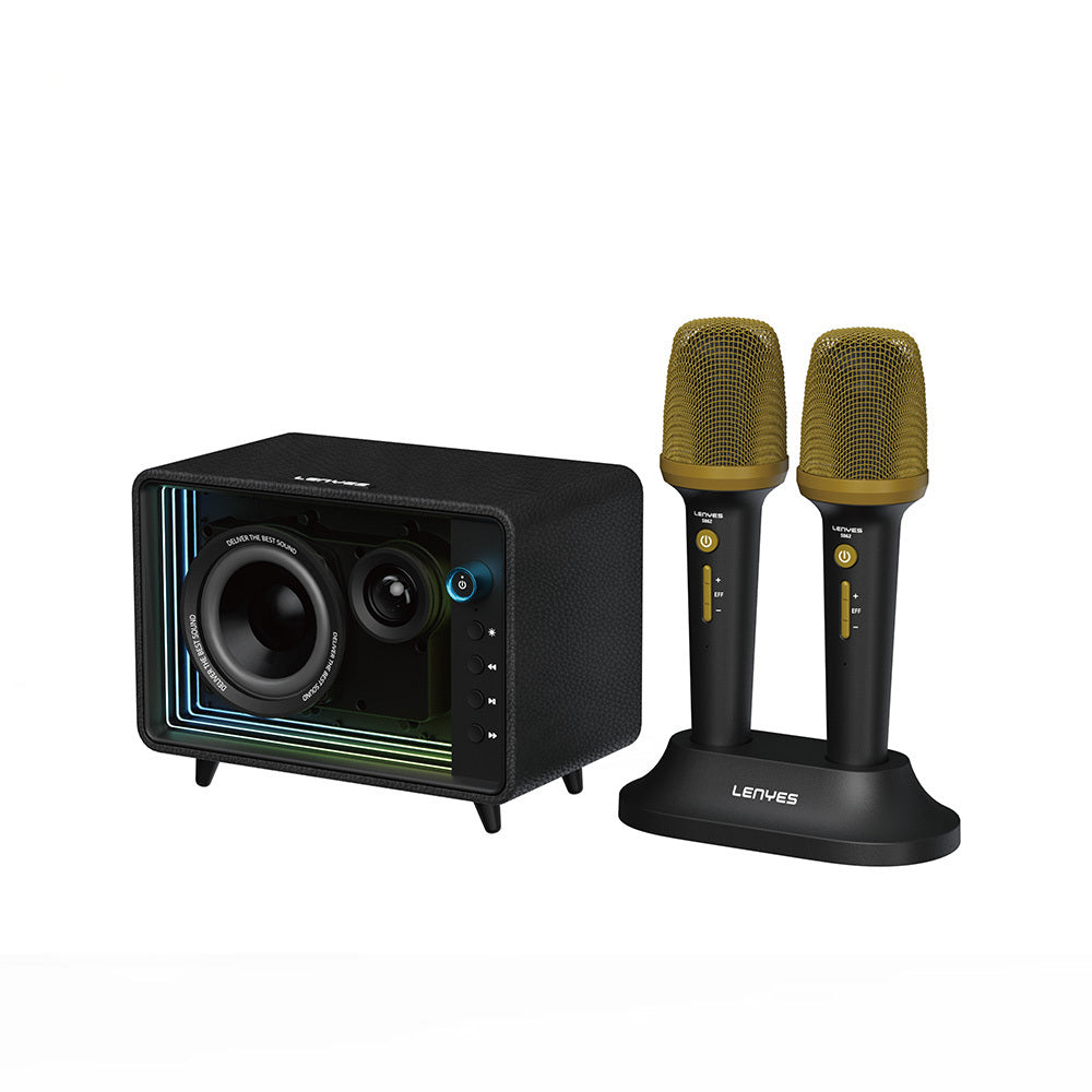 Lenyes S862 Su Geçirmez Mikrofonlu Çoklu Giriş Karaoke Bluetooth Hoparlör v5.3 120W Siyah