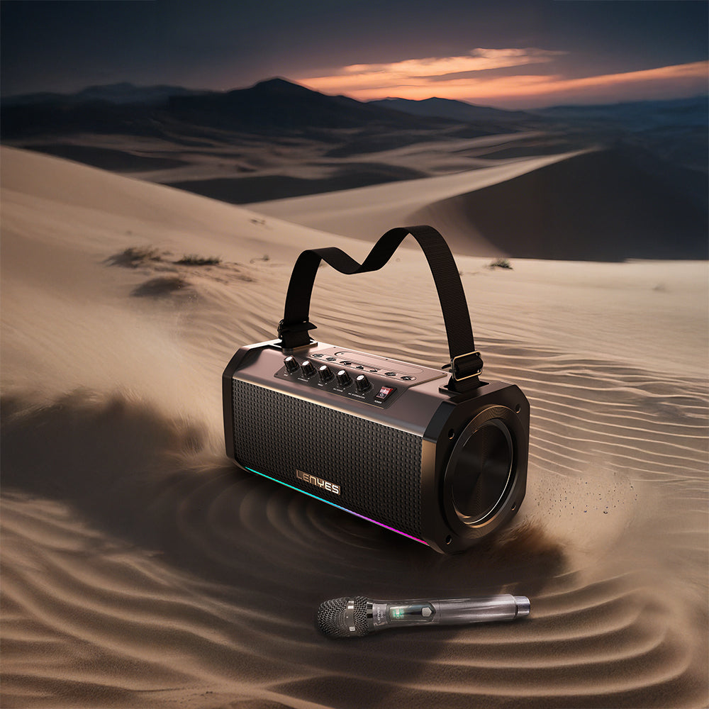 Lenyes S863 RGB Led Işıklı Mikrofonlu TWS Bluetooth Speaker Hoparlör v5.3 Siyah