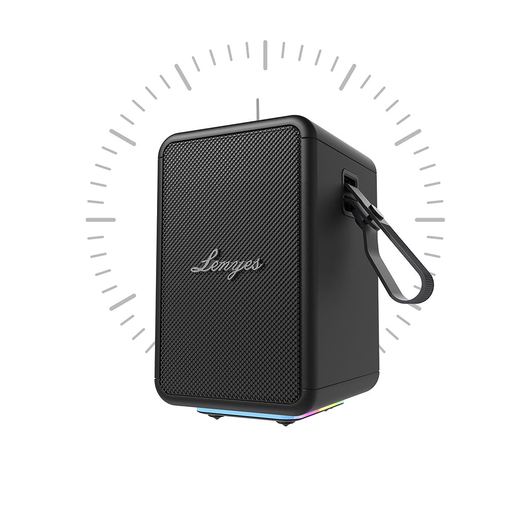 Lenyes S874 Su Geçirmez Özellikli RGB Işıklı Askılı Taşınabilir TWS Bluetooth Hoparlör v5.3 Bej