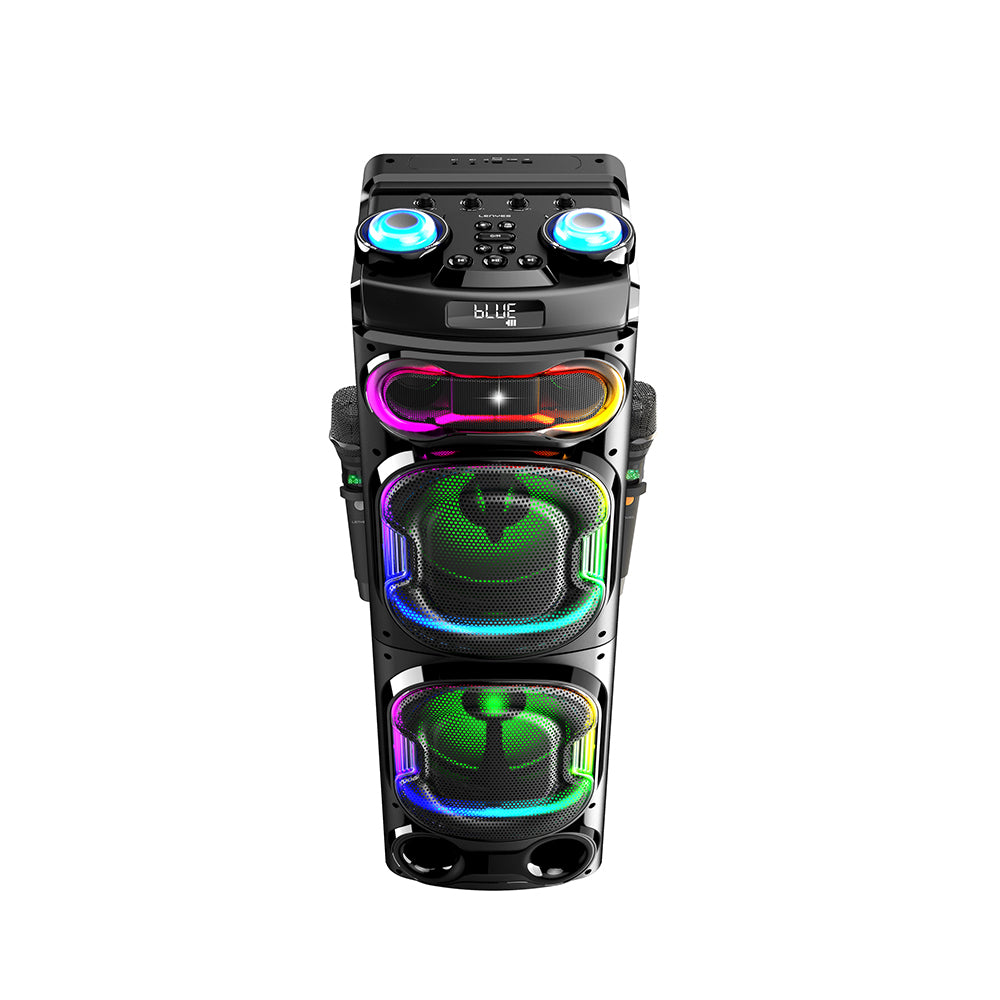 Lenyes S887 RGB Işıklı Çift Mikrofonlu Kablosuz TWS Bluetooth Speaker Hoparlör v5.3 Siyah