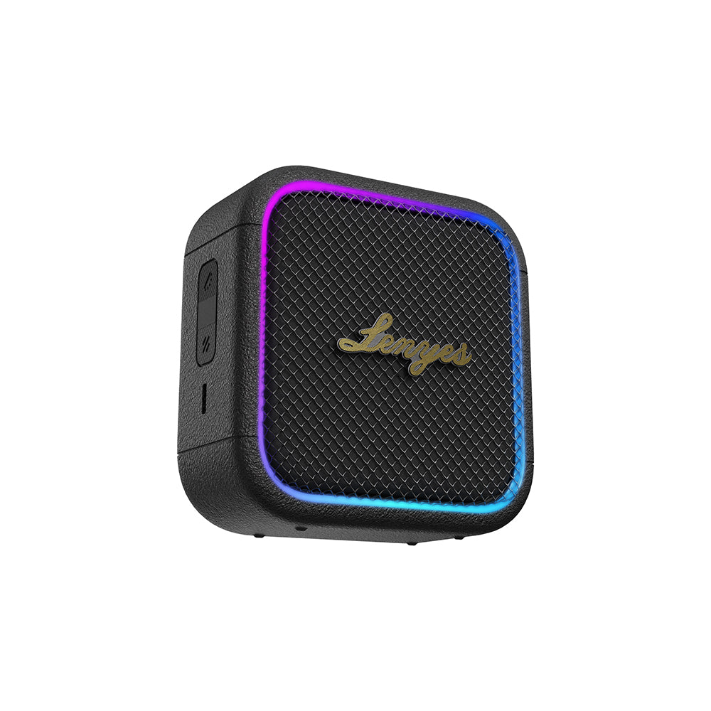 Lenyes S890 Su Geçirmez Özellikli RGB Işıklı Askılı Mini OTG-TWS Bluetooth Hoparlör v5.3 Bej