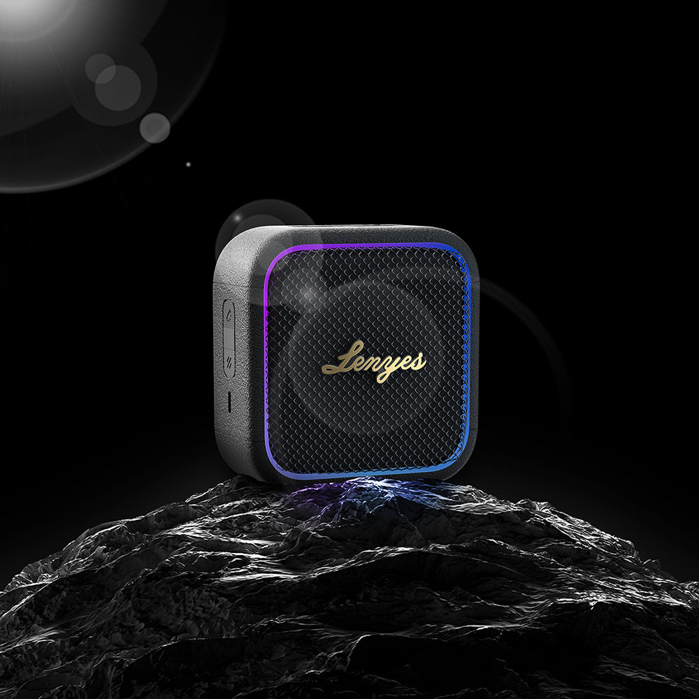 Lenyes S890 Su Geçirmez Özellikli RGB Işıklı Askılı Mini OTG-TWS Bluetooth Hoparlör v5.3 Siyah