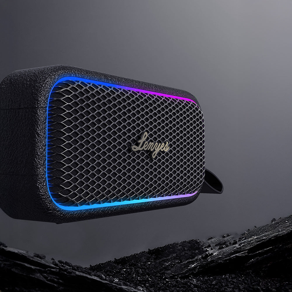 Lenyes S891 RGB Işıklı Taşınabilir Su Geçirmez OTG-TWS Bluetooth Hoparlör v5.3 80W Siyah