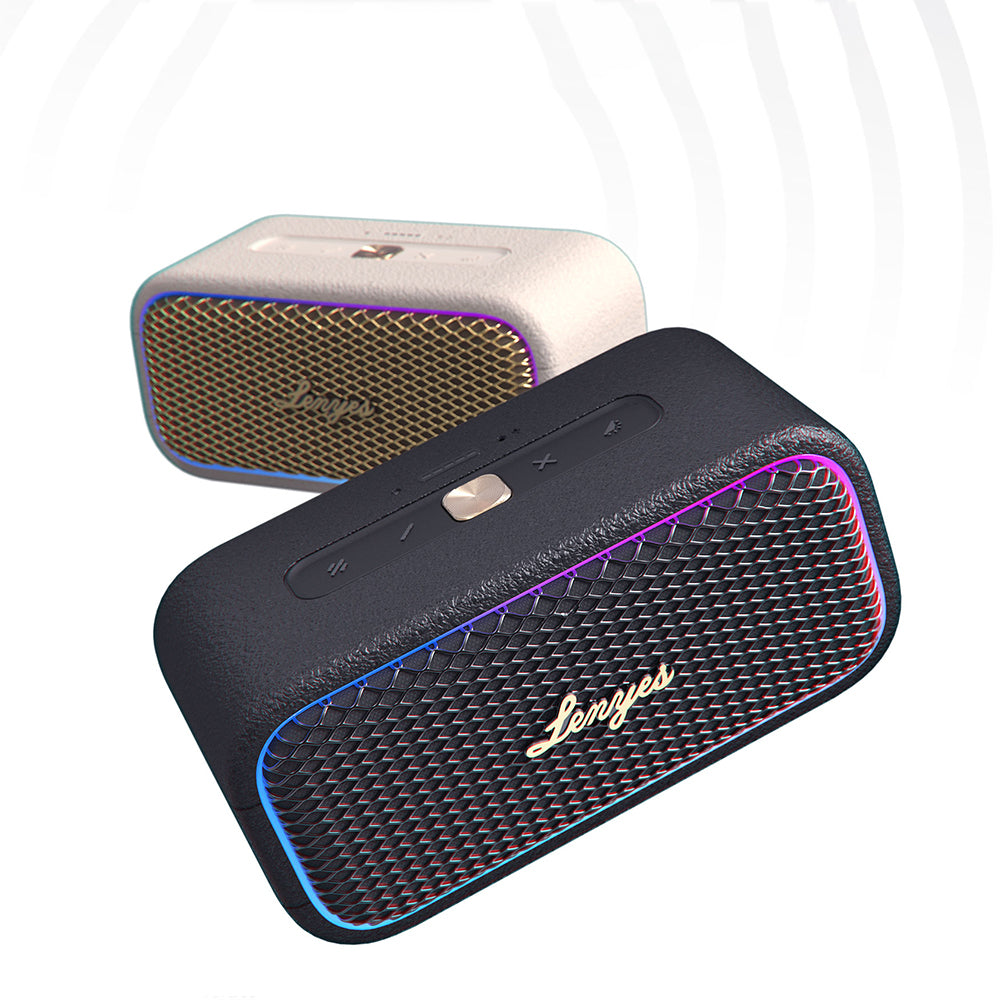 Lenyes S891 RGB Işıklı Taşınabilir Su Geçirmez OTG-TWS Bluetooth Hoparlör v5.3 80W Bej