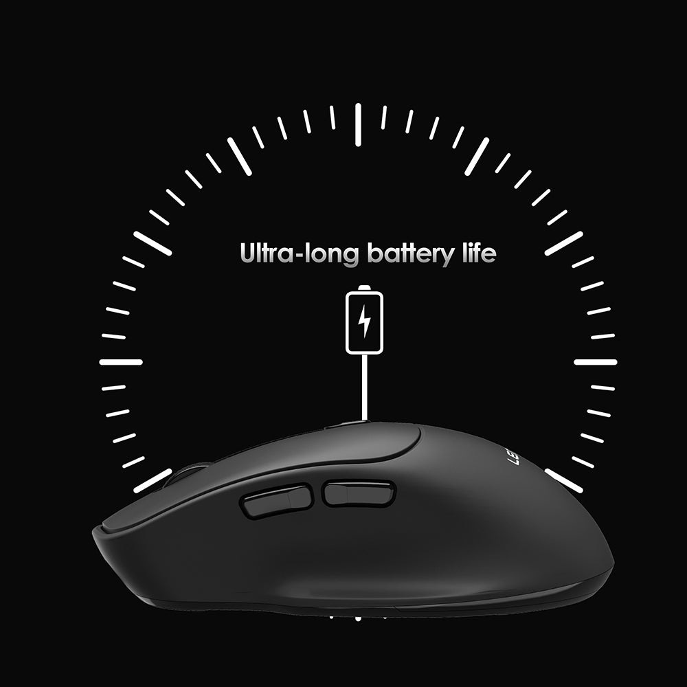 Lenyes WS105 Sessiz Buton Tasarımlı Ergonomik Çift Bluetooth Bağlantılı 2.4G Kablosuz Mouse 1600 DPI Siyah