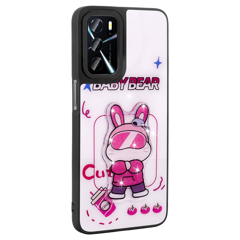 Oppo A16 Case Shining Embossed Zore Amas Silicone Cover with Iconic Figure Mor