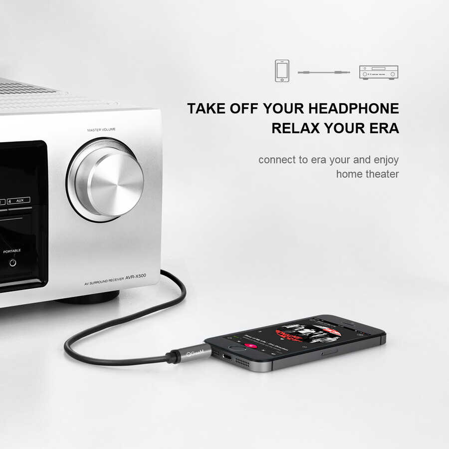 Qgeem QG-AU02 3.5mm To 6.35mm Aux Audio Kablo 1.5M Siyah