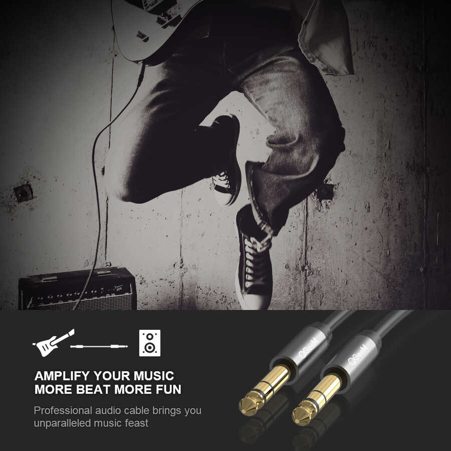 Qgeem QG-AU03 6.35mm Aux Audio Kablo 1.5M Siyah