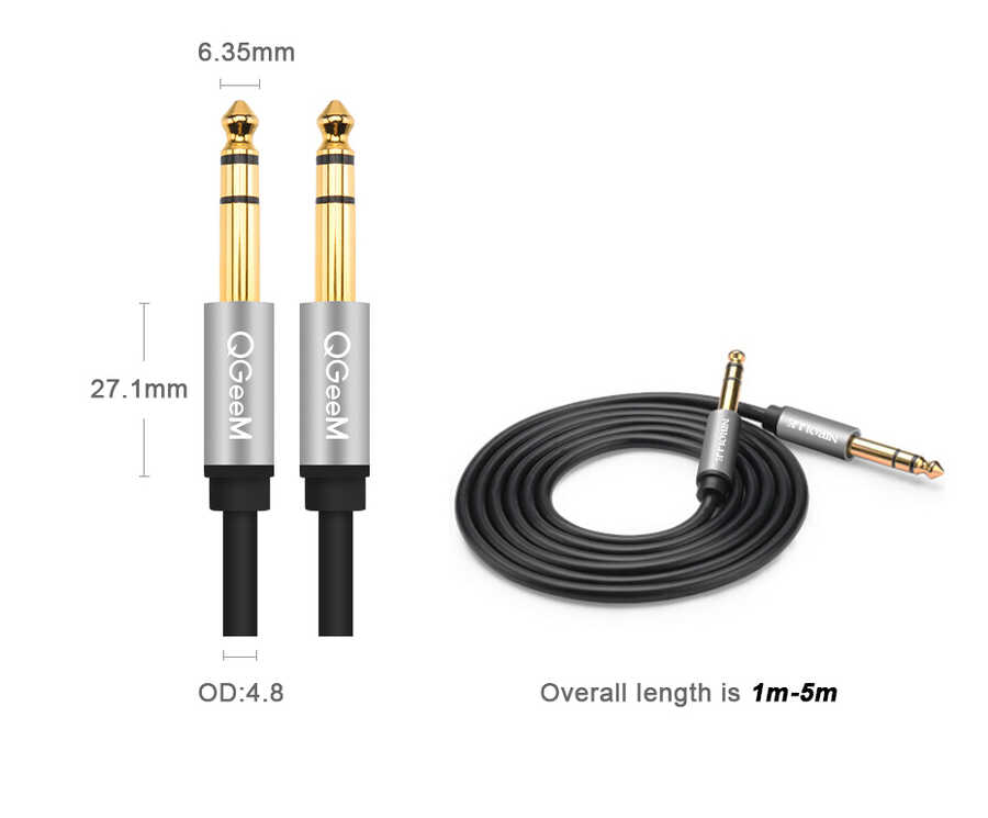 Qgeem QG-AU03 6.35mm Aux Audio Kablo 1M Siyah
