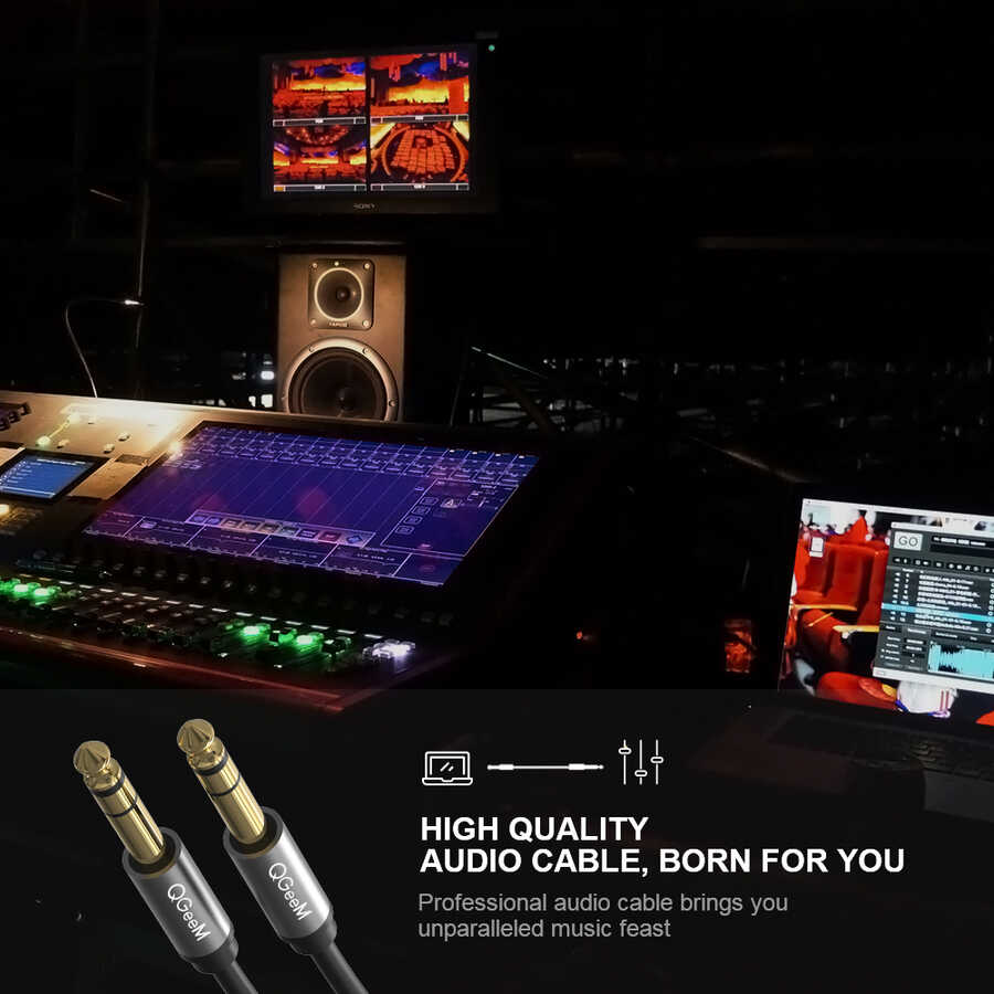 Qgeem QG-AU03 6.35mm Aux Audio Kablo 2M Siyah