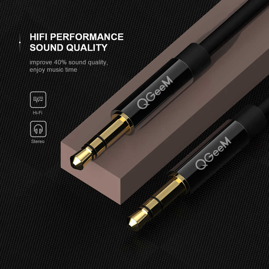 Qgeem QG-AU04 3.5mm Aux Audio Kablo 0.5M Siyah
