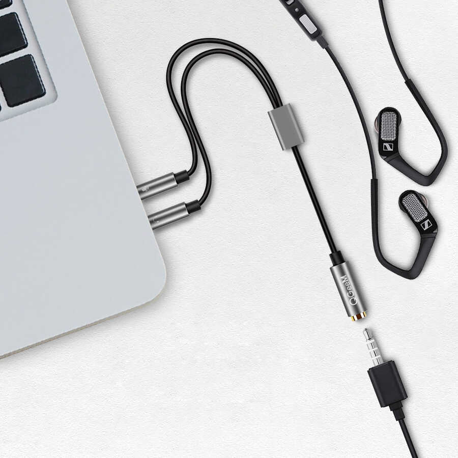 Qgeem QG-AU06 3.5mm Çoğaltıcı Audio Kablo Siyah