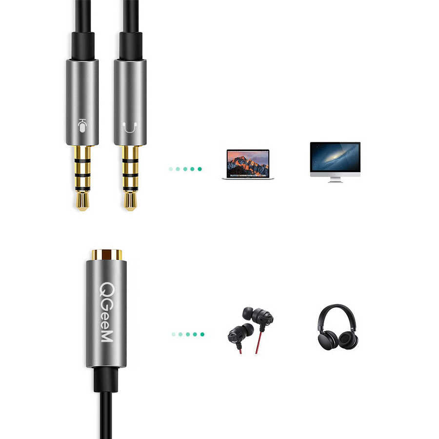 Qgeem QG-AU06 3.5mm Çoğaltıcı Audio Kablo Siyah