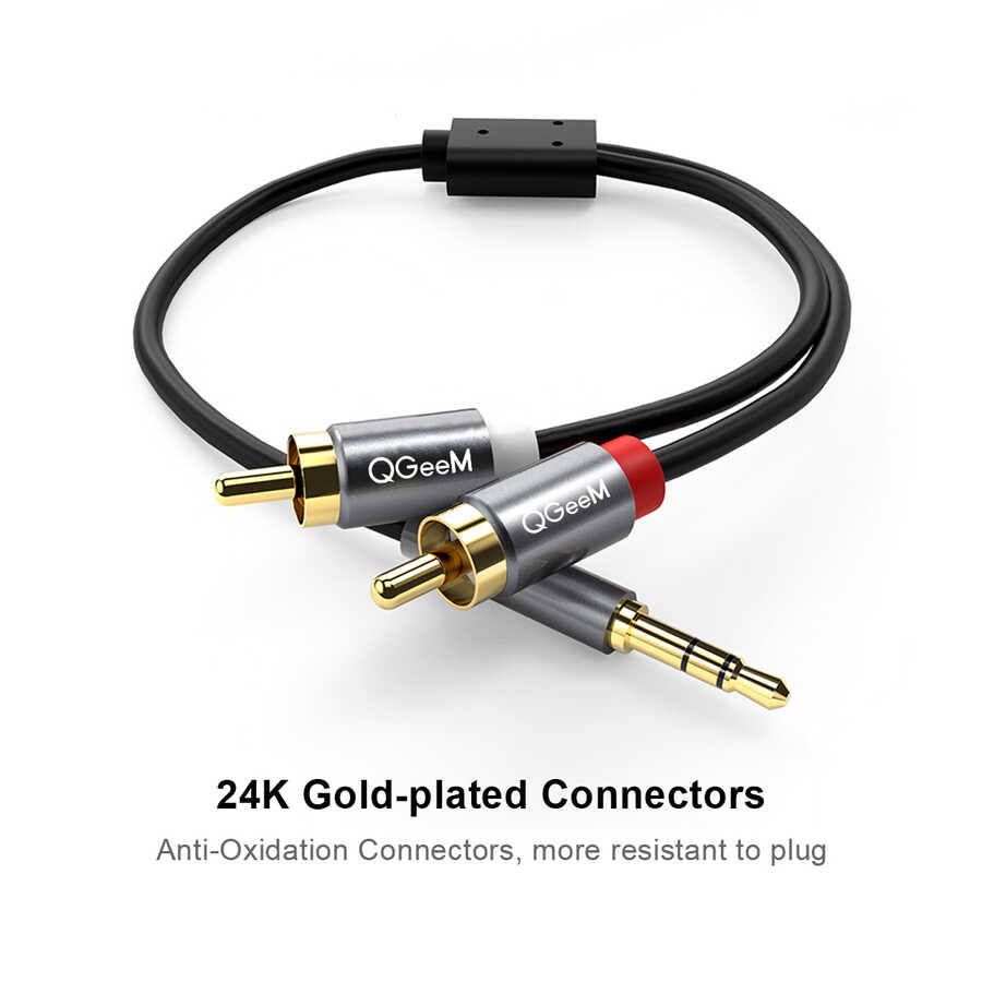Qgeem QG-AU09 3.5mm To RCA Aux Audio Kablo 1.5M Siyah