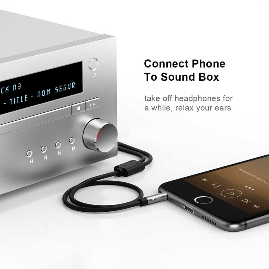 Qgeem QG-AU09 3.5mm To RCA Aux Audio Kablo 5M Siyah