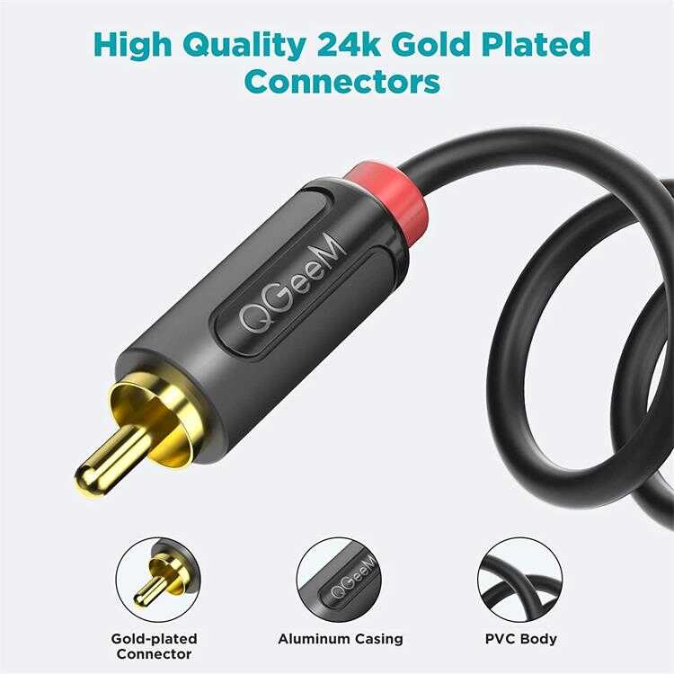 Qgeem QG-AU11 RCA Aux Audio Kablo 3.05M Siyah