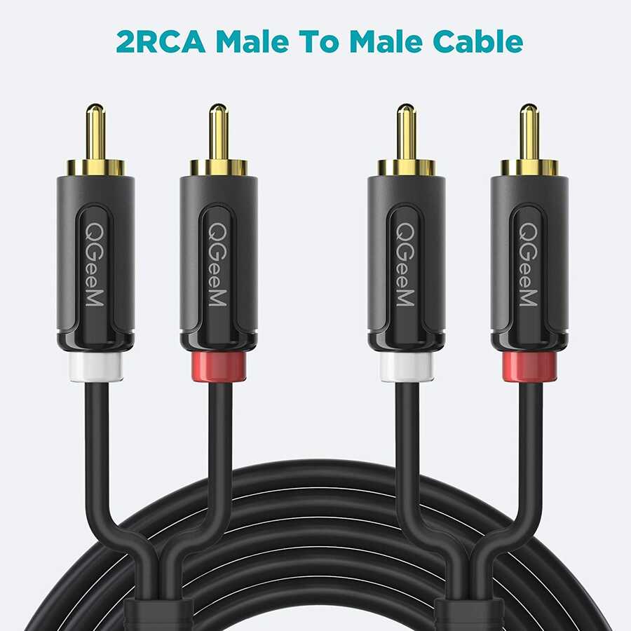 Qgeem QG-AU12 Dual RCA Aux Audio Kablo 3.05M Siyah