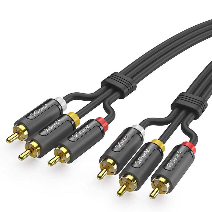 Qgeem QG-AU13 RCA Aux Audio Kablo 1.83M Siyah
